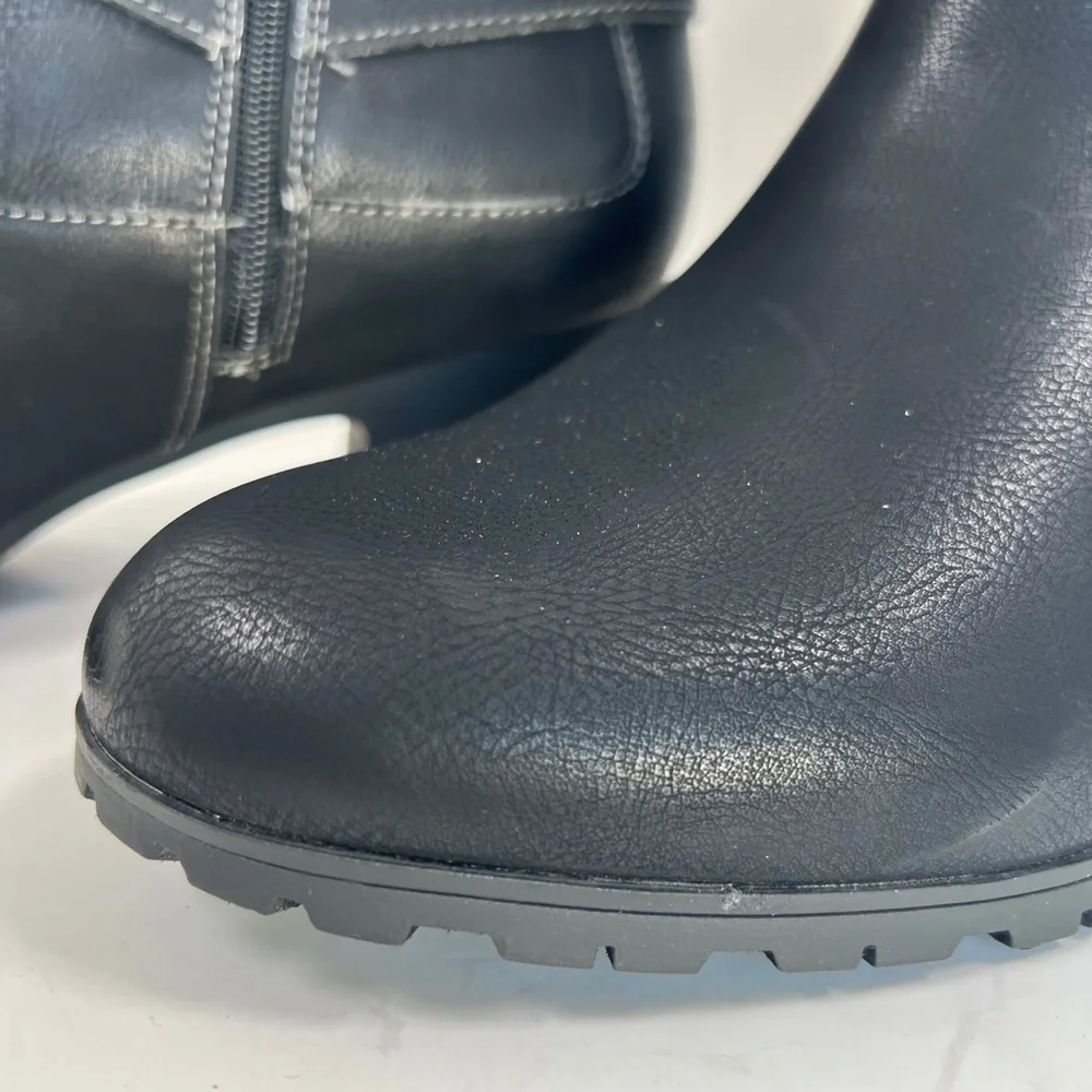 JBU Black Over the Knee Leather Boots Non Slip and comfortable heel Size 12‎